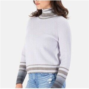 Naadam Women’s Cashmere Wool Dip Dye Striped Turtleneck Sweater size S Old Money